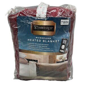SlumberRest Sunbeam Twin Microplush Heated Blanket 10 Heat Settings READ NEW